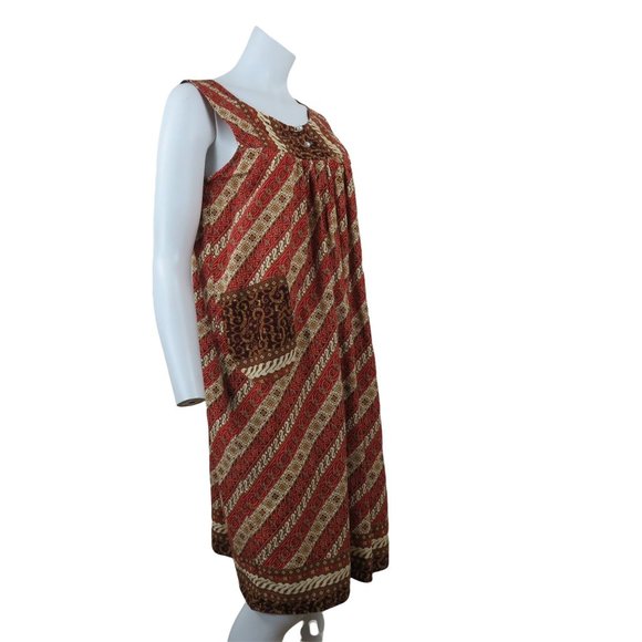 Vintage Handmade Hawaiian House Patio Dress Muumuu M Sleeveless Knee Length - Picture 6 of 10